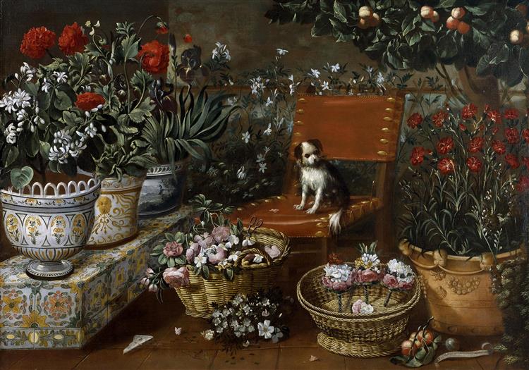 Garden View with a Dog, c.1660 - Tomás Yepes