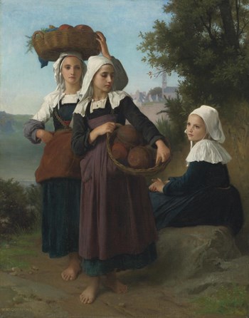 Young Girls of Fouesnant Returning from the Market - 布格羅