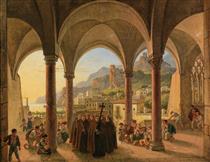 View of Amalfi from the porch of the cathedral - Franz Ludwig Catel