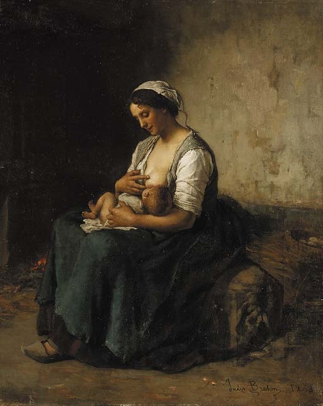 Mother breastfeeding her baby, 1863 - Jules Breton