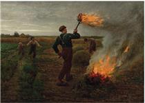 Burning Tares in a Wheatfield - Jules Breton