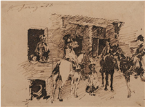 Scene with knights near an inn - Adolfo Feragutti Visconti