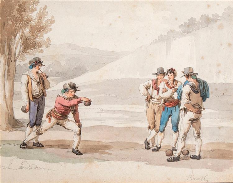Romans playing the game of bowls, 1808 - Bartolomeo Pinelli