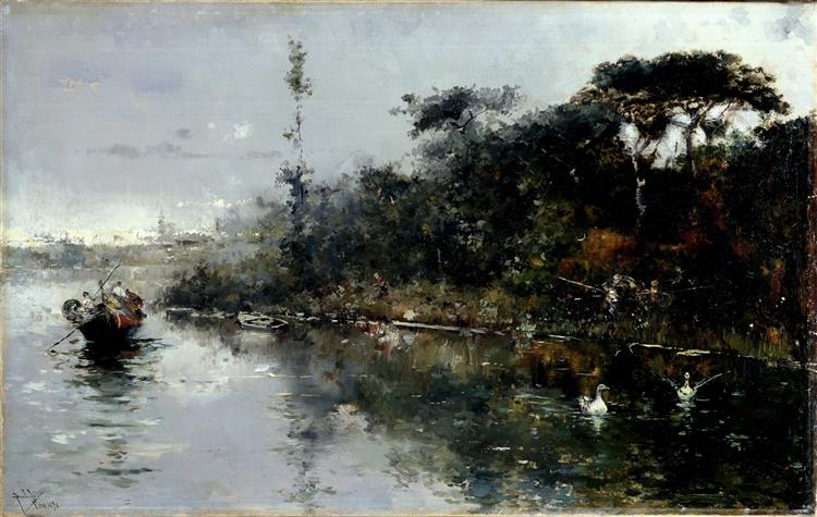 Walk along the Tiber, 1890 - Salvador Sánchez Barbudo