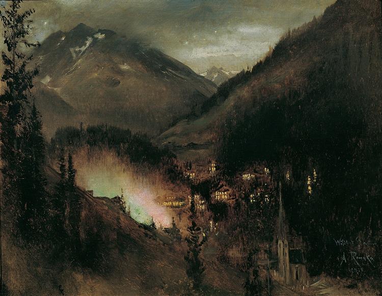 Wildbad Gastein in the evening (with Bengal lights), 1877 - Anton Romako