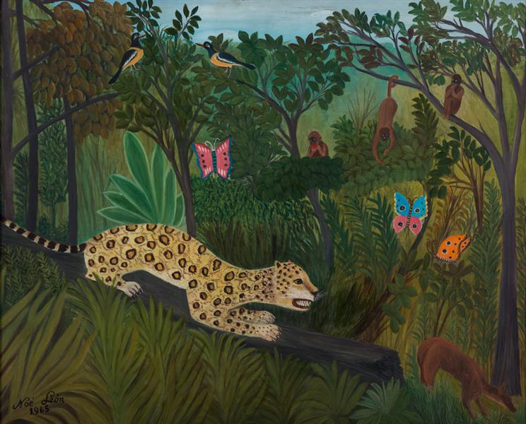 Tigre cazando sabanera, 1965 - Noé León