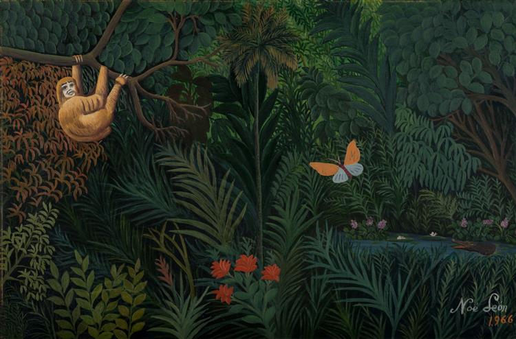Selva con mono, 1966 - Noé León