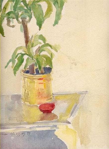 Still life with plant (Unfinished), 1997 - Iman Shaggag