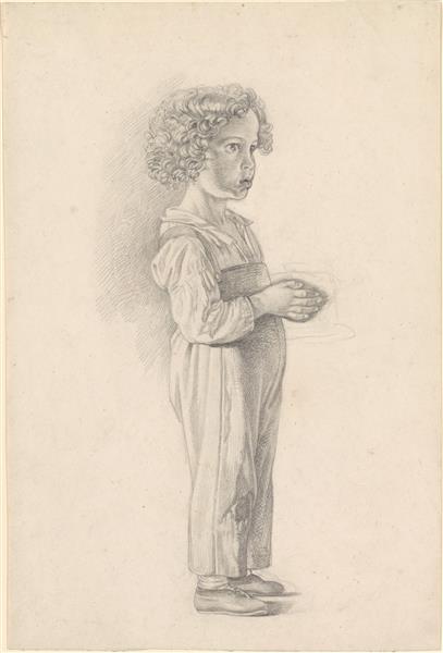 A standing boy carrying a hat - Ernst Meyer