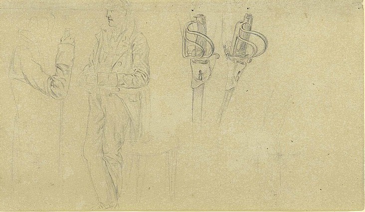 Study of soldiers and sabers - Theodor Leopold Weller