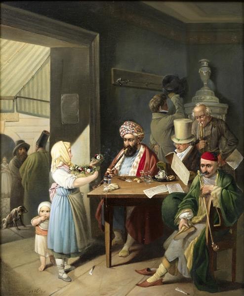 Greeks and Turks in a Viennese Coffeehouse, 1824 - Theodor Leopold Weller