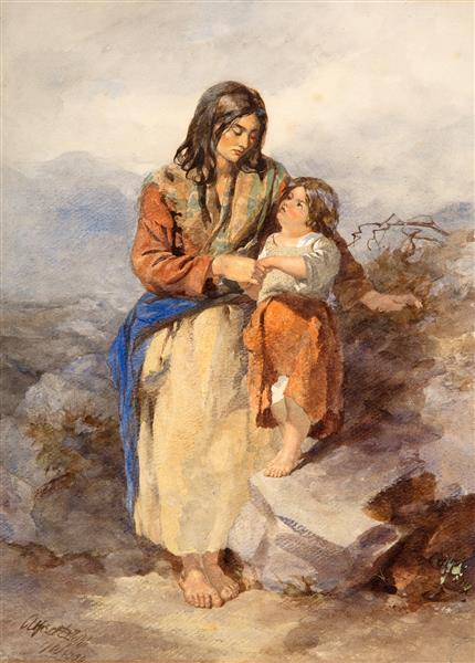 Galway woman and child, c.1848 - Alfred Downing Fripp