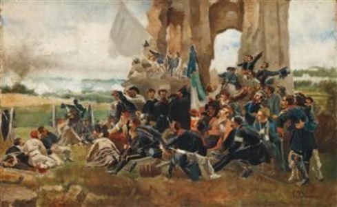 Defense and surrender of the Vessel, c.1849 - Джироламо Индуно
