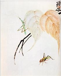 Praying Mantis on a branch - 齊白石
