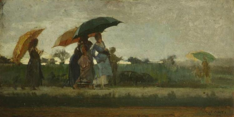 Walk in the rain, c.1880 - Кристиано Банти