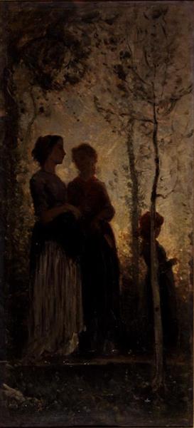 Three peasant women with trees, 1875 - 1890 - Кристиано Банти