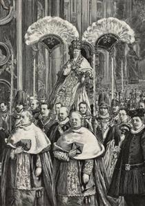 Pope Leo XIII being carried on Gestatorial Chair - Enrico Nardi