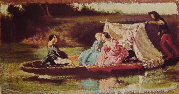 Romance on the Ticino river (sketch), 1859 - Федерико Фаруффини