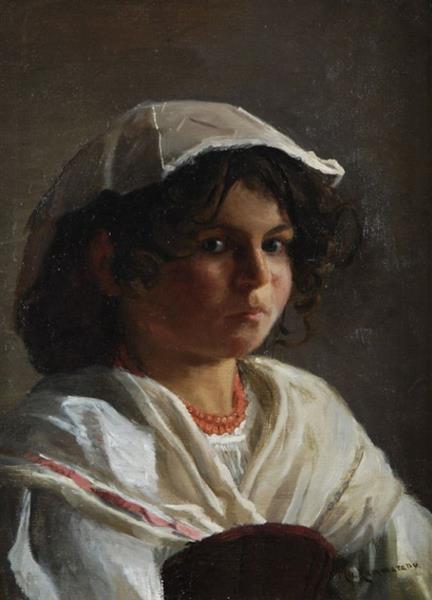 Portrait of little girl - Michele Cammarano