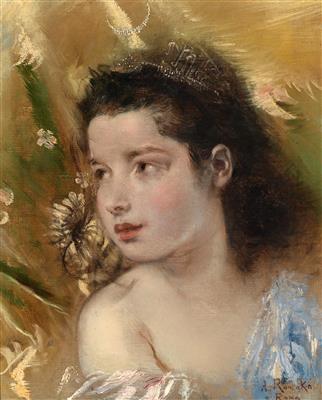 Portrait of a Girl with a Moon Tiara, c.1857 - c.1876 - Anton Romako