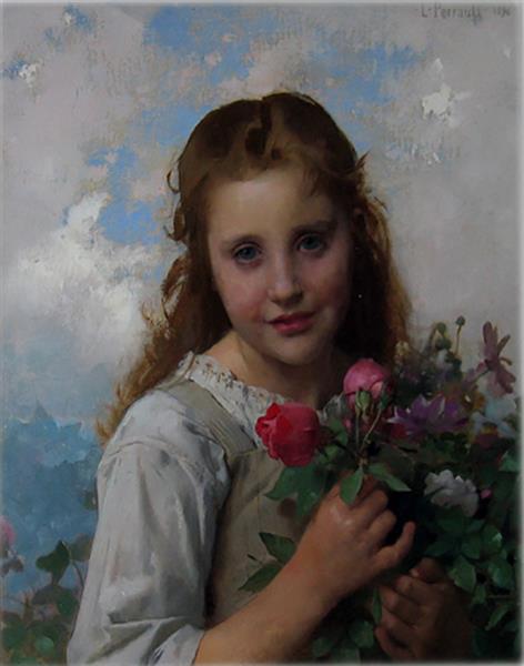 Little girl with bouquet of flowers, 1896 - Léon Bazile Perrault