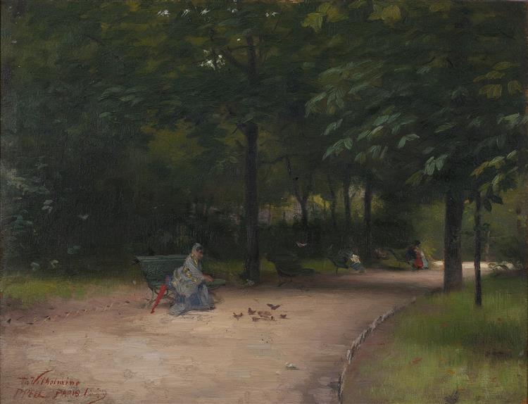 Feeding birds in the park, 1889 - Пол Піл