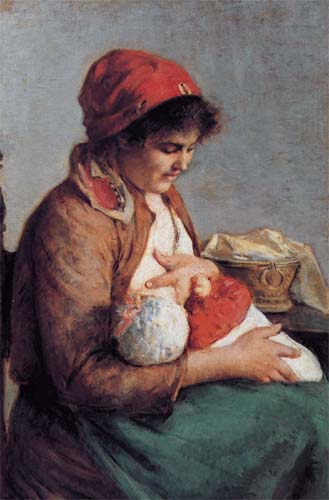 Maternal joys, c.1892 - Silvestro Lega