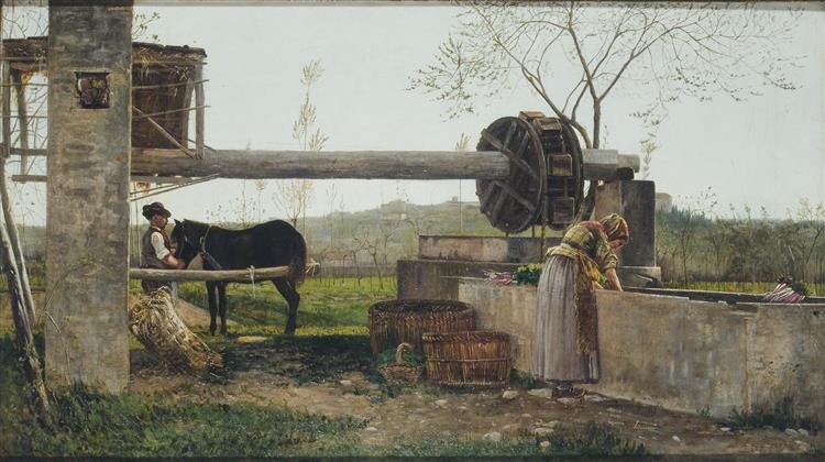 The water wheel, 1863 - Сільвестро Лега