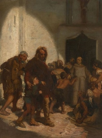 Christopher Columbus arriving at the Rabida Convent - Alfred Dehodencq