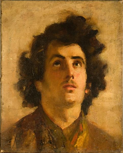 Face of inspired young man, c.1895 - Cesare Tallone