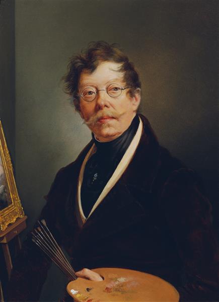 Self-portrait at the easel, 1845 - Friedrich Johann Gottlieb Lieder