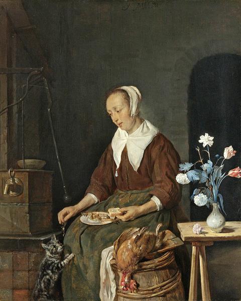 Woman Eating, Known as The Cat's Breakfast - Габриель Метсю