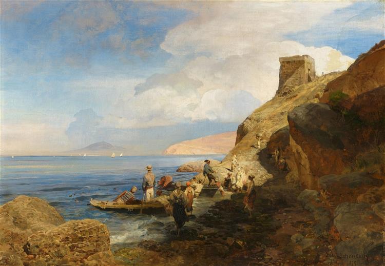 View from a Bay near Naples - Oswald Achenbach