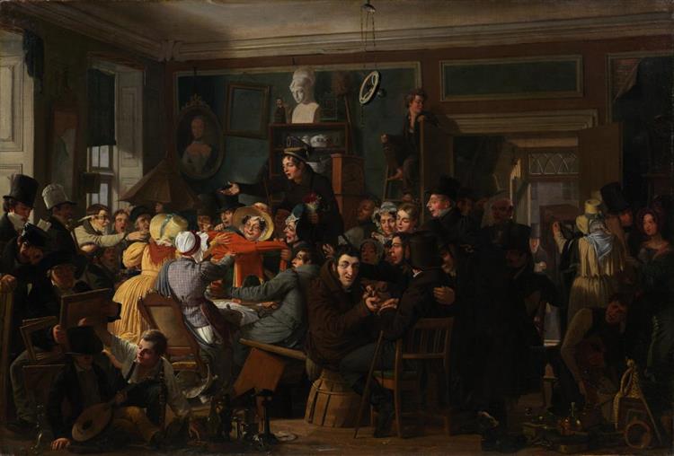 An Auction Scene, 1835 - Вильгельм Марстранд