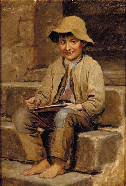 Boy in a street in Pompeii, 1878 - Wenzel Tornøe