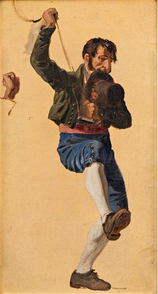 'Italian' (study for 'The St. Anthony Feast Day in Rome'), c.1838 - Вильгельм Марстранд