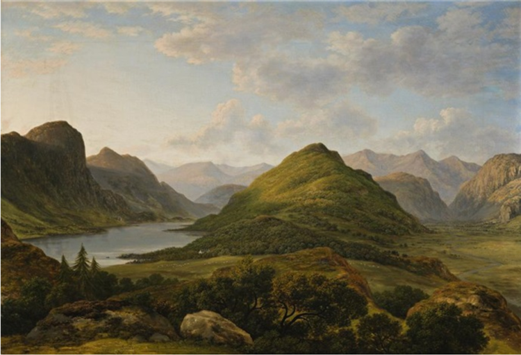 Leathe's water, Skiddaw and saddleback in distance, c.1816 - c.1817 - Джон Гловер