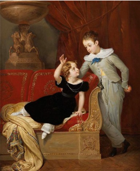 Portrait of Two Children in an Empire Interior, 1826 - Merry Joseph Blondel