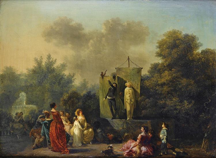 Parade with Pierrot Scapin and Arlequin - Nicolas Antoine Taunay
