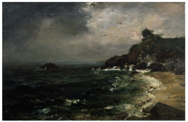 Cliff coast in stormy weather - Jules Breton