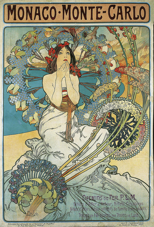 1897 Poster Affiche #63400 Alphonse Mucha 91x61cm Monaco Monte Carlo 