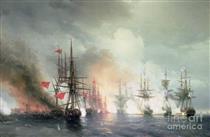 Russian-Turkish Sea Battle of Sinop on 18th November 1853 - Iwan Konstantinowitsch Aiwasowski