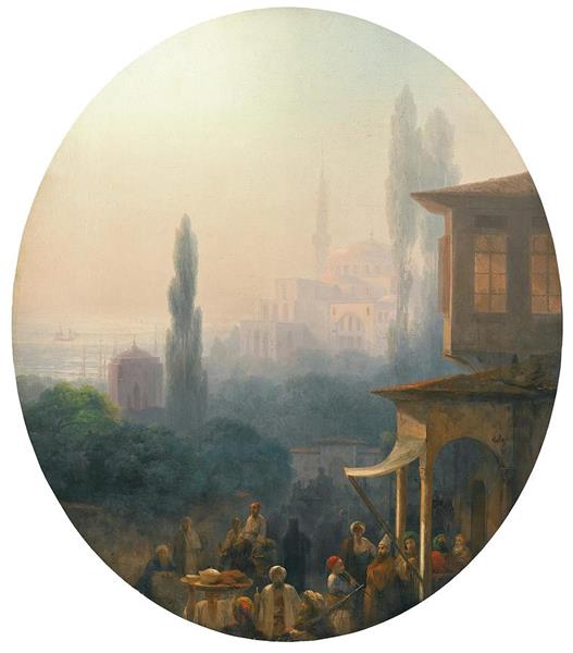 A Market Scene in Constantinople with the Hagia Sophia - Iván Aivazovski