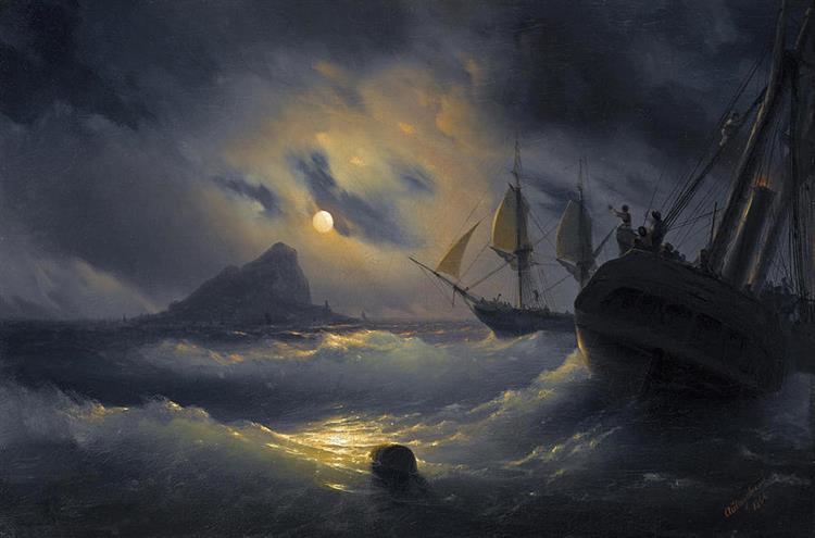 Gibraltar by Night - Iván Aivazovski