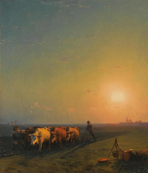 Ploughing the Fields Crimea - Ivan Aivazovsky