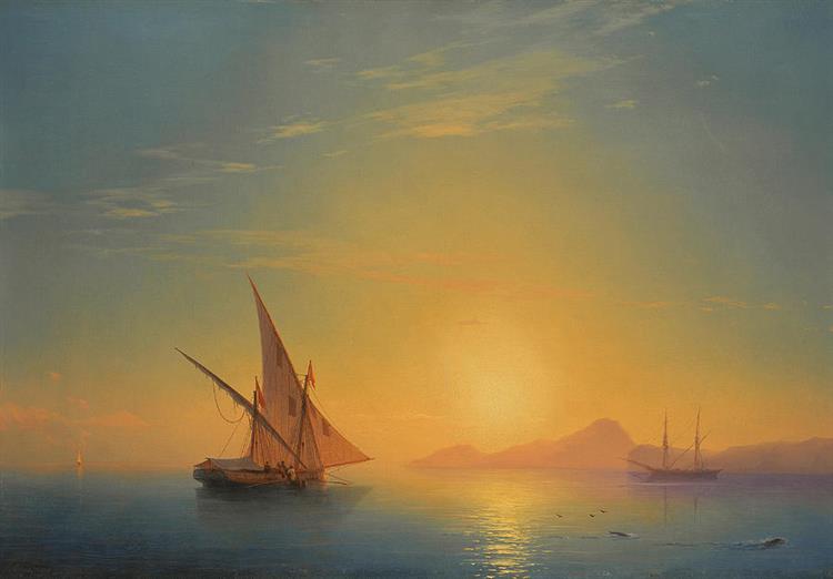 Захід сонця над островом Іскія - Іван Айвазовський