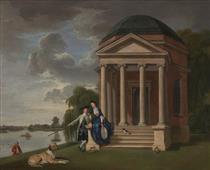 David Garrick and his Wife by his Temple to Shakespeare at Hampton - Иоганн Цоффани
