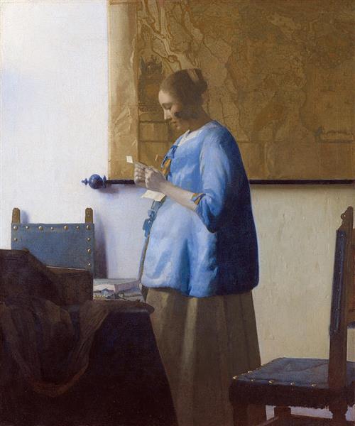 Woman reading a letter (Woman in Blue Reading a Letter), c.1662 - c.1663 - Johannes Vermeer