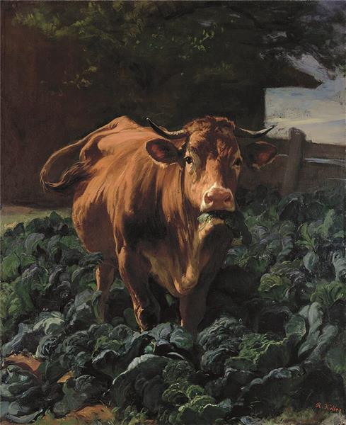 Cow in Vegetable Garden, 1857 - Rudolf Koller
