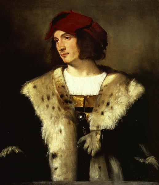 Portrait of a Man in a Red Cap, 1516 - Тиціан